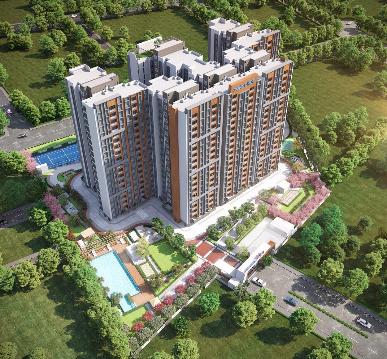 Concorde Neo Thanisandra Road Bangalore luxury apartment tower overall view