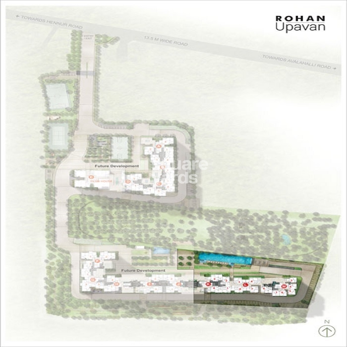 Rohan Upavan master plan towers landscaped areas orchard spaces Hennur