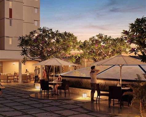 Landscaped outdoor seating lifestyle space Shriram 107 South East Electronic City