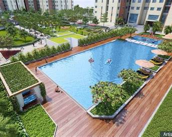 Swimming pool and landscaped outdoor amenities Shriram 107 South East Attibele