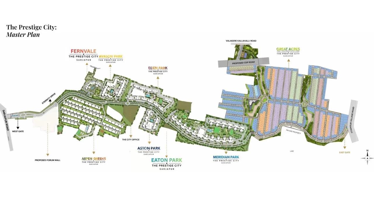 Prestige Eaton Park master plan four tower layout clubhouse swimming pool landscaped areas