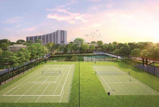 Lodha Beaumont Estate tennis court and outdoor sports facilities at Sadahalli Bangalore