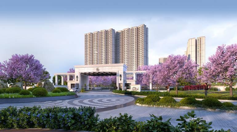 Prestige Parklane grand entrance and gated community approach at KIADB Phase 2 Devanahalli