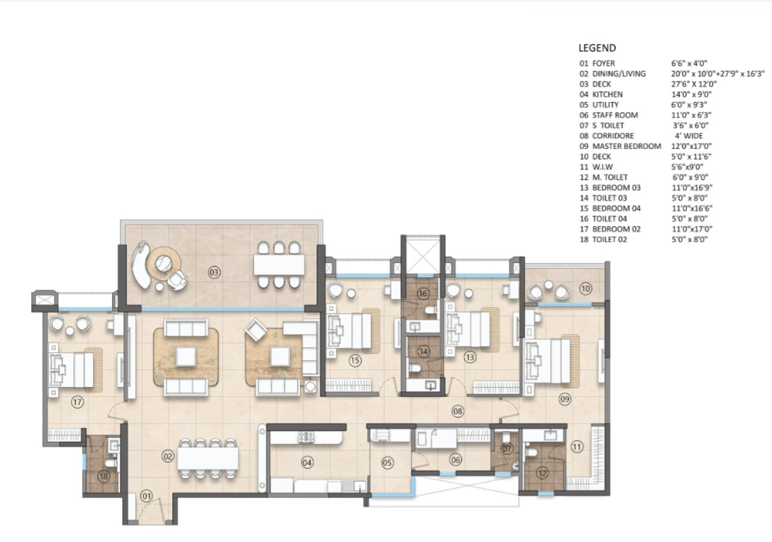 Lodha Beaumont Estate premium apartment floor plan with outdoor decks